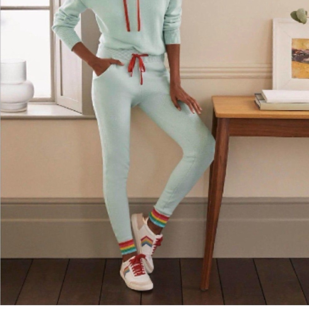 Boden Sky Blue Joggers with Red Accents